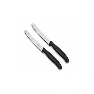 Obrázek Victorinox 2 kusy jídelních nožů nůž na rajčata Swiss Classic se zoubkovaným ostřím, nerezový, vyrobeno ve Švýcarsku černý
