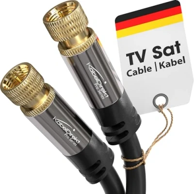 Obrázek KabelDirekt SAT kabel 2m (F konektor, 75 Ohm, F konektor koaxiální vhodný PRO TV, HDTV, rádio, DVB T, C, S, S2) řada