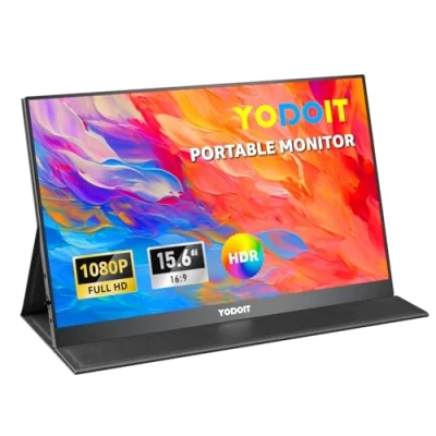 Obrázek Yodoit přenosný monitor 15,6 palců 1920 x 1080 FHD IPS displej s USB typu C zabudované reproduktory Eye Care obrazovka pro PC, laptop, Xbox, PS 3/4/5, Switch a TV