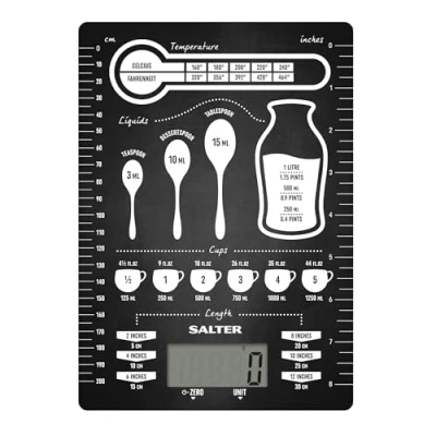 Obrázek Salter 1171 CNDR Digitální kuchyňská váha snadno čitelný displej, AquaTronic pro vajíčení tekutiny, ultra plochá skleněná platforma, měření v krocích po 1 g, funkce tára, koncepce receptů