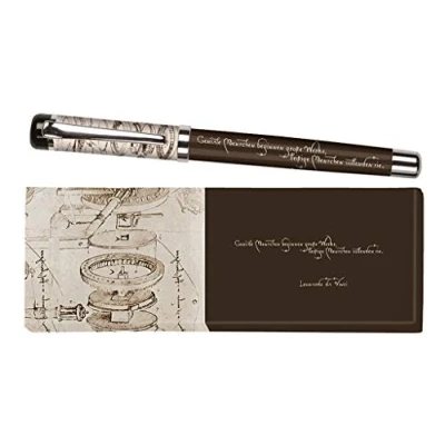 Obrázek moses. libri_x kuličkové pero Leonardo da Vinci, kovové inkoustové s modrou náplní, potištěno citátem Leonarda v dárkové krabičce, 1 kus (1 balení)