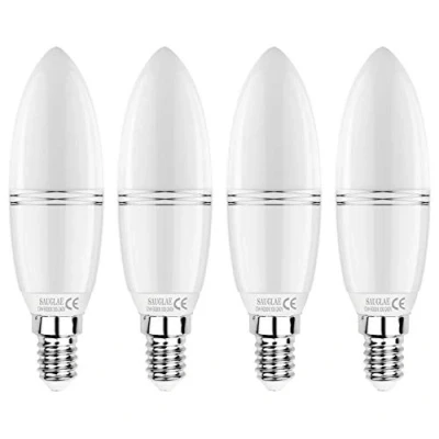 Obrázek SAUGLAE E14 LED svíčky žárovka 12 W, 100 W žárovky ekvivalentní, 6000 K studená bílá, nestmívatelná, 1380 lm, malá Edisonova šroubová svíčka žárovka, balení 4 ks