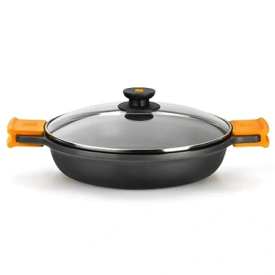 Obrázek BRA Hrnec na vaření, plochý, hliníkový odlitek, černý, 36 cm, 2