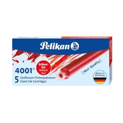 Obrázek Pelikan 310623 inkoustové náplně 4001 brilantně červené, pouzdro s 5 velkokapacitními náplněmi