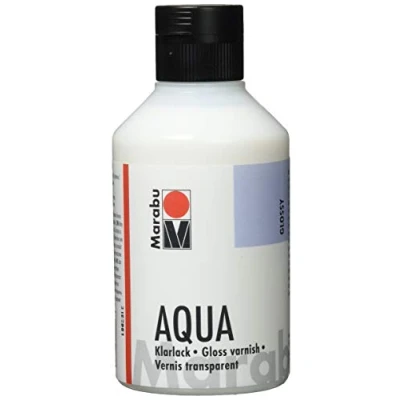 Obrázek Marabu 11350013000 bezbarvý čirý lak aqua transparentní, 250ml láhev, akryl s vysokým leskem na vodní bázi, pro hobby a volný čas, lakování mnoha kutilských prací materiálů
