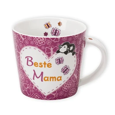 Obrázek Sheepworld Hrnek s nápisem Beste Mama Kávový šálek se srdcem, porcelán, růžový Dárek pro maminku, Den matek, narozeniny, Vánoce 43472
