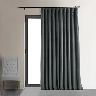 Obrázek HPD Half Price Drapes VPCH VET1222 108 Signature Doublewide Blackout Velvet Curtain,Natural Grey,100 X