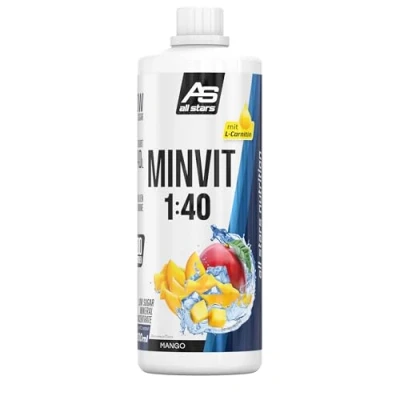 Obrázek All Stars MINVIT Mango nápojový koncentrát 1 L I sirup vč. vitamínů a minerálů pro 40l nápoje Sport Drink bez cukru s karnitinem