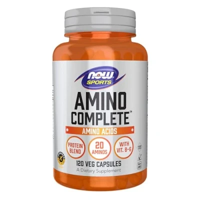 Obrázek Now Foods Amino Complete (směs aminokyselin), 120 vegetariánských kapslí, s BCAA, laboratorně testováno, bez lepku, vegetariánské, genetického inženýrství