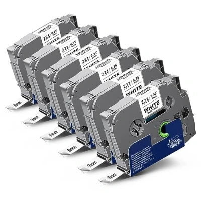 Obrázek Labelwell 6x kompatibilní páska pro Brother TZe 221 TZ TZe221 9mm pásky P touch PT H100LB H105 D210VP D600 D400 H107B P700 H100R D450 P750W 1000W 1010. černá na bílé, balení 6 ks