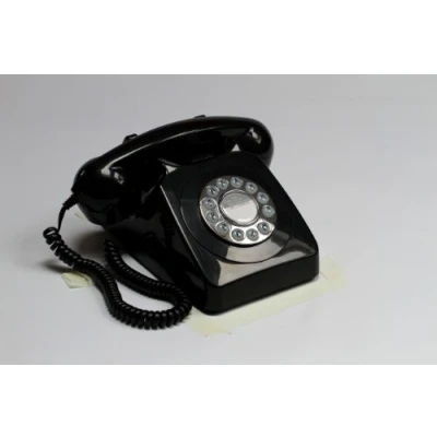 Obrázek GPO 746 Retro telefon s pevnou linkou ve stylu 70. let patentovým autentickým vyzváněcím tónem černý