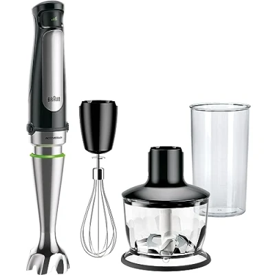 Obrázek tyčový mixér Braun MultiQuick 7 MQ 7035X s odnímatelnou mixovací nohou z ušlechtilé oceli technologií ActiveBlade pro mixování nejtvrdších ingrediencí, vč. 3dílné sady příslušenství,
