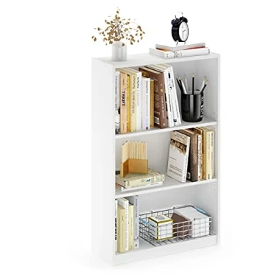 Obrázek Furinno JAYA Simple Home knihovna se 3 úrovněmi, nastavitelný regál, bílá