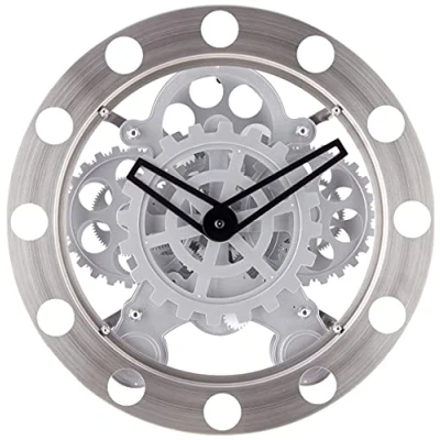 Obrázek Kikkerland Gear Wanduhr, Nickel/Weiß