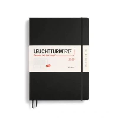Obrázek LEUCHTTURM1917 370792 týdenní plánovací kalendář 2025, Master A4+ Hardcover 12měsíční kalendář, linkovaný černý, anglický