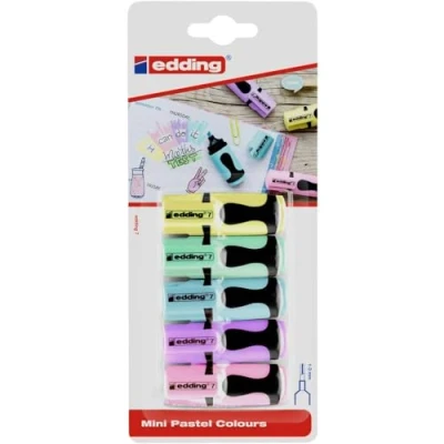 Obrázek edding 7 Mini Textmarker Pastell Farben 5 highlighter pens Keilspitze 1 3 mm klein in trendigen für Bullet Journal, Schule, Uni oder Büro