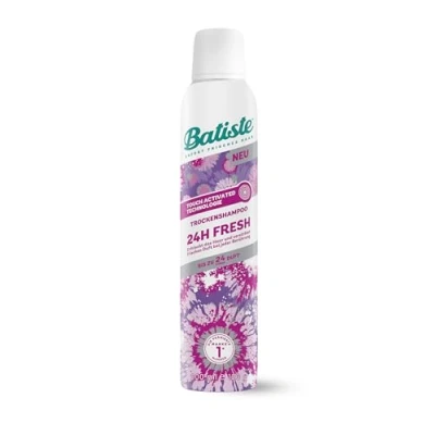Obrázek Batiste Suchý šampon 24H Fresh 200 ml, bez oplachování, péče o vlasy sprej s osvěžující vůní, technologie Touch Activated, veganský a neviditelný, od Hair Care