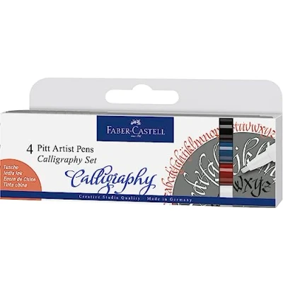 Obrázek FABER CASTELL 167504 Tušové pero Pitt Artist Pen Calligraphy Set, 2,5 mm, 4dílné pouzdro, vícebarevné