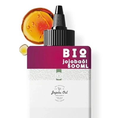 Obrázek 500 ml BIO jojobový olej, lisovaný za studena, čistý 100% přírodní péče o pleť, vlasy, obličej, vousy rostlinná plastová láhev plněno ve Francii
