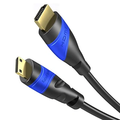Obrázek KabelDirekt mini HDMI kabel, odolný proti rozbití 2 m (HDMI na HDMI, obousměrný, 4K@60Hz pro Ultra HD, 2.0/1.4, High Speed s Ethernetem, tablety/kamery/videokamery, černý)