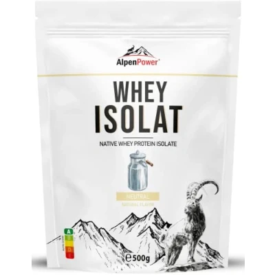 Obrázek AlpenPower Nativní Whey Protein ISOLAT neutrální 500 g 100% přírodní přísady, bez sladidel vysoce kvalitní proteinový prášek CFM z nejlepšího alpského mléka