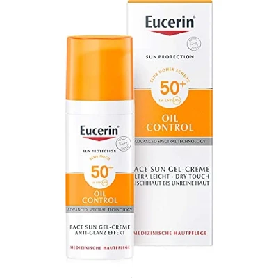 Obrázek Eucerin SPF 50+ Oil Control opalovací gel krém s efektem proti lesku, 50 ml