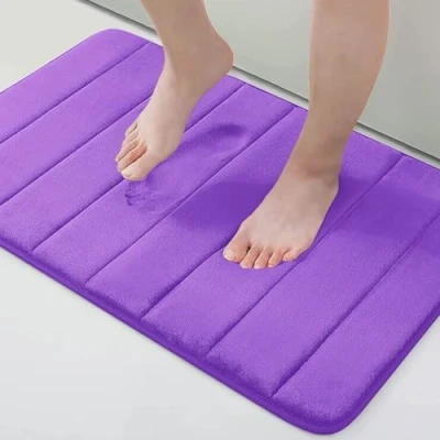 Obrázek Homaxy Paměťová pěna Koupelnový koberec savý protiskluzová koupelnová předložka omyvatelná rohož 41 x 61 cm, fialová