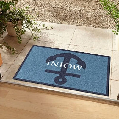 Obrázek Zala Living Dekorativní rohožka do interiéru i exteriéru 50 x 70 cm Moin na dveře omyvatelná &amp; odolná proti povětrnostním vlivům, protiskluzová pro vstupní a venkovní prostory modrá