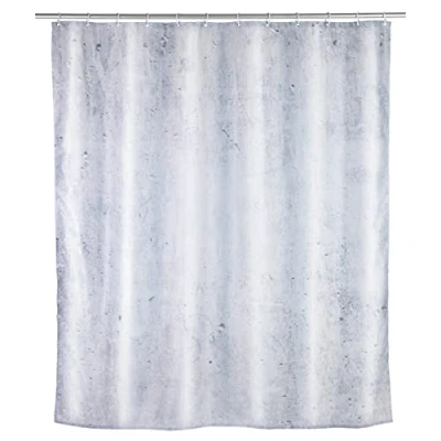 Obrázek WENKO Duschvorhang Concrete, Textil Vorhang fürs Badezimmer, mit Ringen zur Befestigung an der Duschstange, waschbar, wasserabweisend, 180 x 200 cm