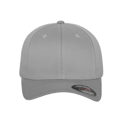 Obrázek Flexfit Wooly Combed 6 panelová unisex baseballová čepice ve 28 barvách, pro dospělé a děti, stříbrná, S/M