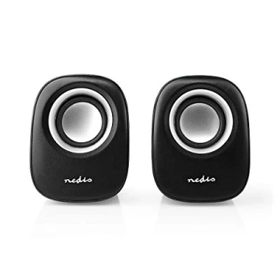 Obrázek NEDIS PC reproduktor 2.0 12 W přípojky vstup: 1x 3. 5 mm napájení přes USB regulátor hlasitosti stříbrná/černá