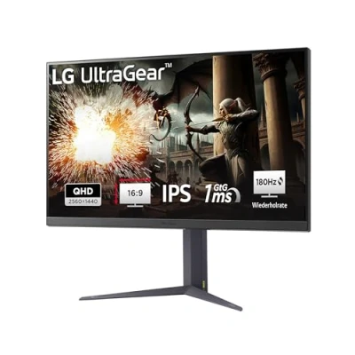 Obrázek LG Electronics 32GS75QX B. AEU Ultragear™ QHD Gaming IPS monitor 32&quot; (80 cm), 2560 x 1440, 16:9, 1ms GtG, 180 Hz, HDR10, 400 cd/m² jas (typ.), NVIDIA G Sync™ Compatible, AMD FreeSync™ šedá