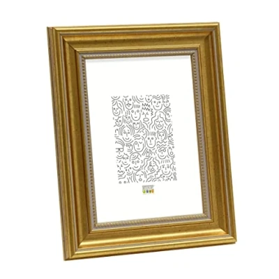 Obrázek Deknudt Frames S45HA1 Bilderrahmen 18x24 Goldfarbe mit Perlenkante Kunststoff Fotokader
