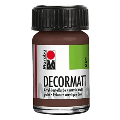 Obrázek Marabu 14010039040 Decormat Akryl středně hnědá 040, 15 ml, sametová matná akrylová barva na vodní bázi, krémová a barevně intenzivní, odolná vůči slinám, proti povětrnostním vlivům, pro