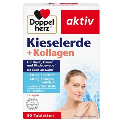 Obrázek Doppelherz Křemelina + kolagen biotin jako příspěvek k zachování normální pokožky a vlasů 30 tablet