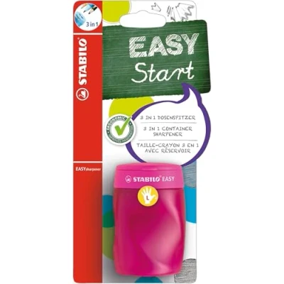 Obrázek Ergonomické ořezávátko na konzervy pro leváky STABILO Easy Sharpener 3 v 1 růžový
