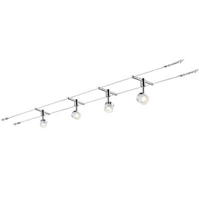 Obrázek Paulmann 940. 80 lanový systém Stage Set teplá bílá 4x5W LED chrom 94080 lanové světlo závěsné svítidlo