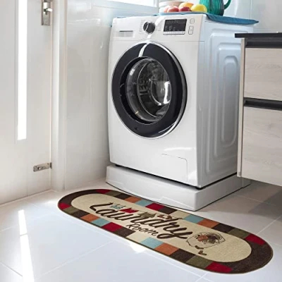 Obrázek Ottomanson Laundry Kollektion Matte mit Gummirückseite und kariertem Rand, oval, 50 cm x 150 cm, mehrfarbig