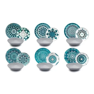 Obrázek Excelsa Mandala, talířový servis, 18dílný, porcelán, světle modrá/šedá