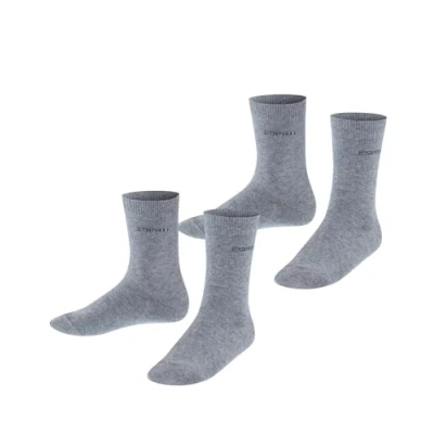 Obrázek ESPRIT Unisex Děti Foot Logo 2 kusy ponožek prodyšná udržitelná biologická bavlna zesílené odolné protiskluzové ploché švy bez tlaku špička jednobarevná multipack páry, Šedá (Light Grey Melange