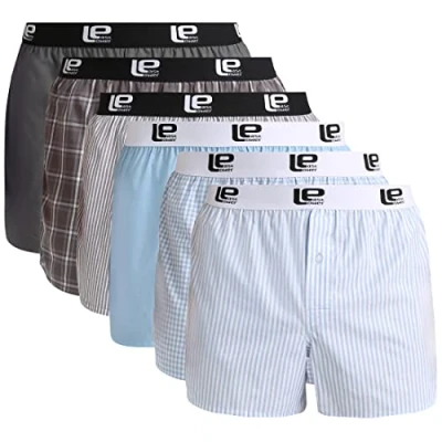 Obrázek Lower East American boxerky pánské 6 ks balení ze 100% bavlny spodní prádlo spodky pro muže, bavlněné boxerky, světle modrá / šedá.