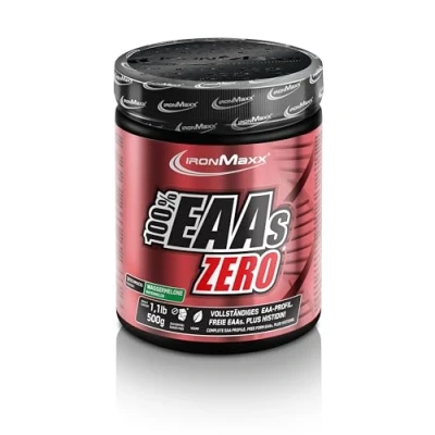 Obrázek IronMaxx 100% EAAs Zero vodní meloun 500 g dóza EAA prášek, veganský a bez cukru se všemi 8 esenciálními aminokyselinami ovocná chuť, konzervačních látek