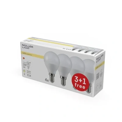 Obrázek MULLER LICHT 400257 led zarovky 25 W, plas, 3 E14, 4 dilna sada, barva bila, [energeticke tridy A +]
