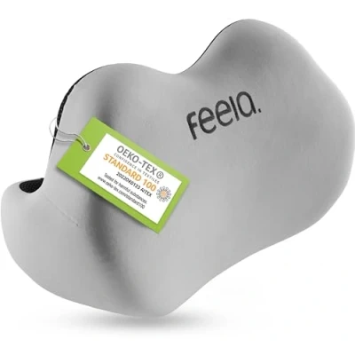 Obrázek feela.® Ergonomický zádový polštář pro kancelářskou židli bederní jako na domov, kancelář nebo oporu zad v domácí kanceláři (stříbrný)