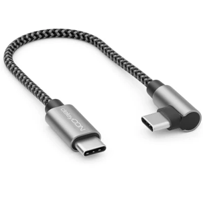 Obrázek deleyCON 0,15m USB C kabel 1x 90 závitový PD3. 0 (60W Pro rychlonabíječení) krátký nabíjecí 15 cm na iPhone 16 Max Samsung S24 S23 S22 Pixel iPad MacBook Air