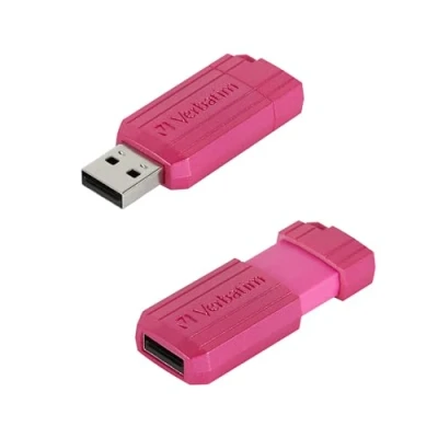 Obrázek Verbatim PinStripe USB flash disk 32 GB, 2.0, paměťový disk, pro laptop, notebook, ultrabook TV autorádio, 2.0 Stick, datový s posuvným mechanismem, Hot Pink