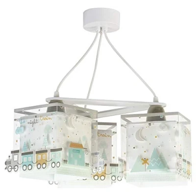 Obrázek Dalber Lampe kinderzimmer, kinderlampe Pendelleuchte Hängelampe, Deckenleuchte Kinder, Deckenlampe kinderzimmer 3 Lichter Zug Farben Trainieren The Night Train, 63534, E27