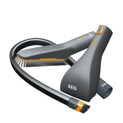 Obrázek AEG Sada trysek AKIT12 (360 Home &amp; Car Kit, čištění detailů, měkký kartáč, flexibilní štěrbinová hubice, mini turbo pro vysavače s 36mm oválnou trubkou, šedá), černá