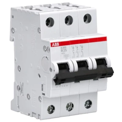 Obrázek ABB S200 MCB jistič vedení typ B, 3pólový 25A 400V, vypínací schopnost 6 kA System Pro M Compact