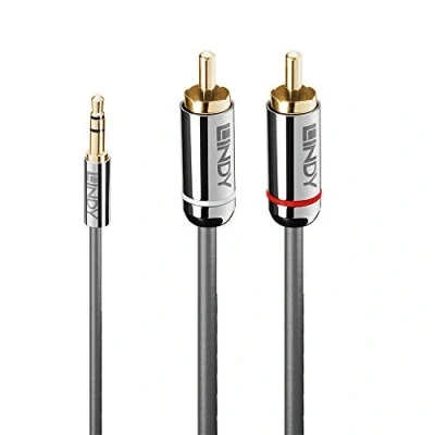 Obrázek LINDY 35334 2m 3. 5mm an Phono audio kabel, Cromo Line, antracit